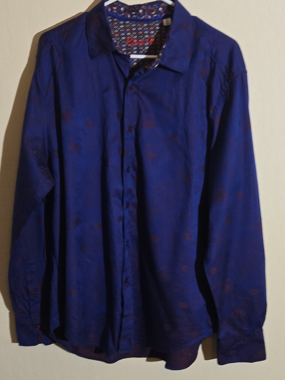 Robert Graham Men's Button-Down Shirt in Royal Blue with Maroon Accents